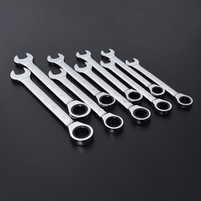 GEKO Clé à Cliquet Articulée, Jeu De 6 Pièces, 8-19 Mm, Plastique