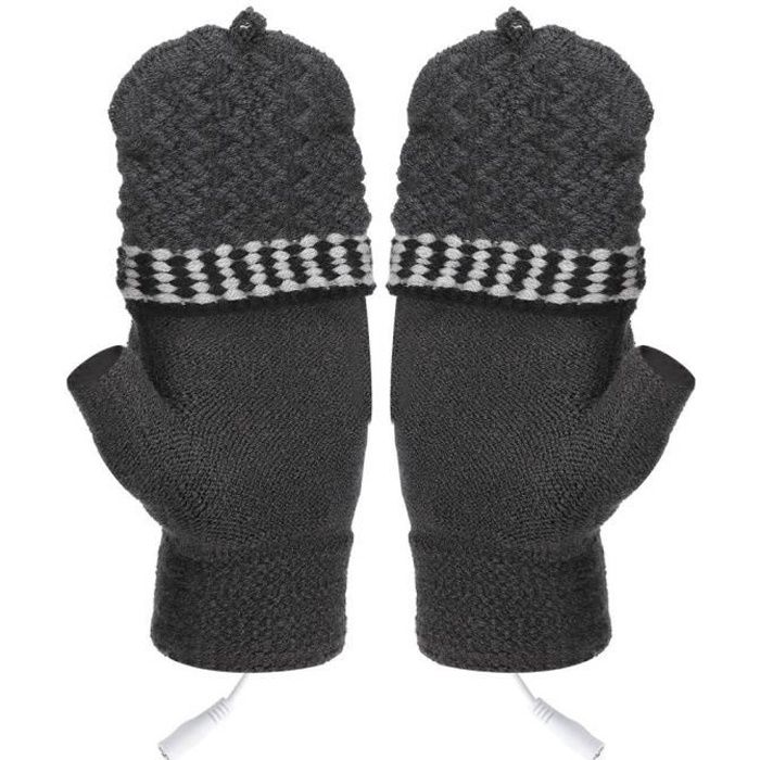 Gants Chauffants Homme Gants Chauffants USB Aceshop - Température Réglable 37-45°C - Lavables - Gris - Homme/Femme Gant Chauffant