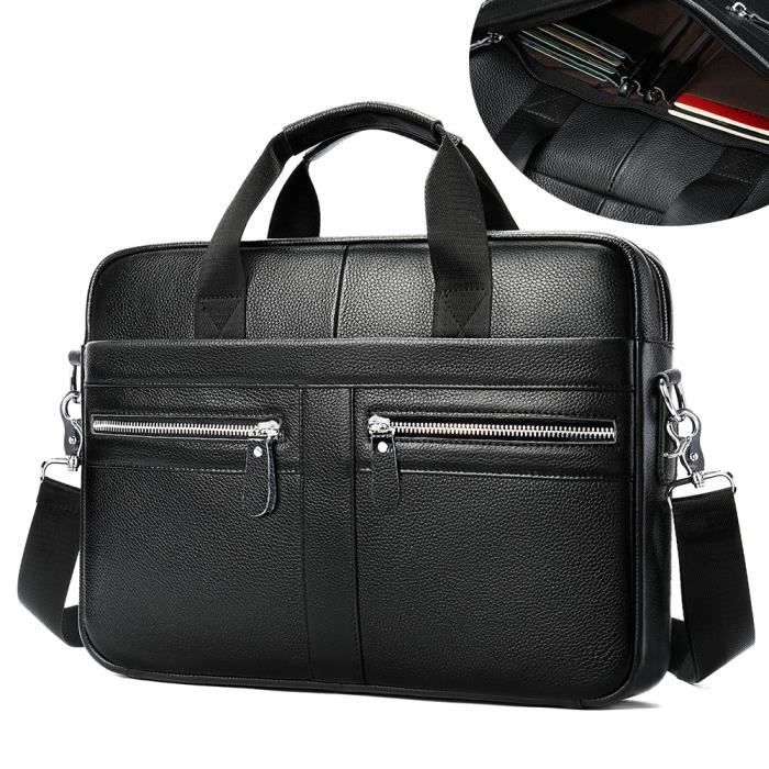 Porte-documents pour hommes sacoche en cuir véritable vintage messager