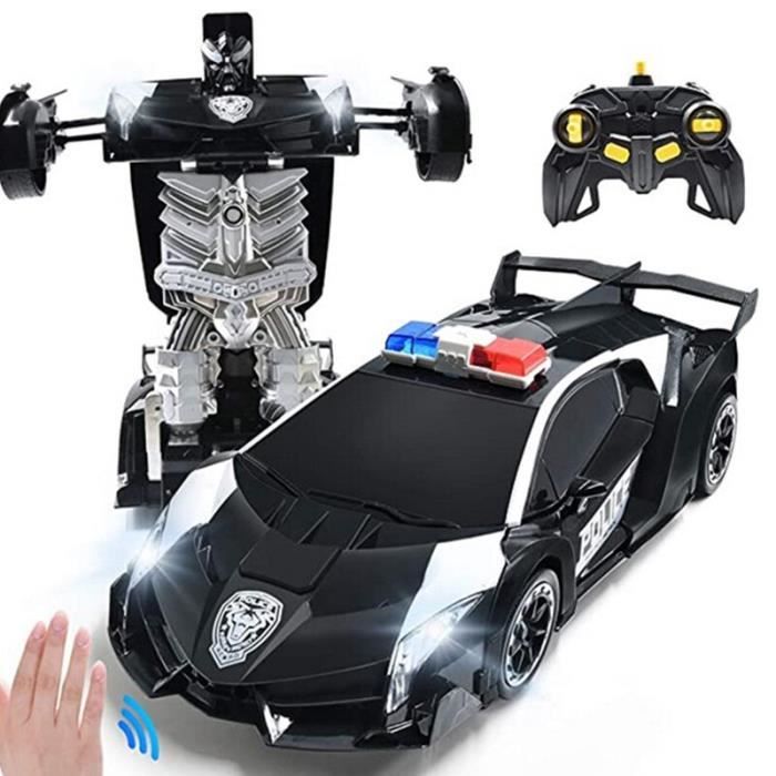Daioller Voiture de Jouet Robot Déformée,Voiture Télécommandée Transformation pour Enfants,Véhicules radiocommandée avec Sprayer/Musique/Lumières LED,Course de Voitures Garçons Filles 3 4 5 6 7+ Ans