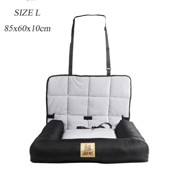 LosyPet Panier Chien Voiture avec Ceinture de Sécurité et Tapis Mince Coussin Chien Déhoussable et Imperméable Housse Siège Lit Confortable pour Animaux Pendant Voyage/Été 85×60×10cm 