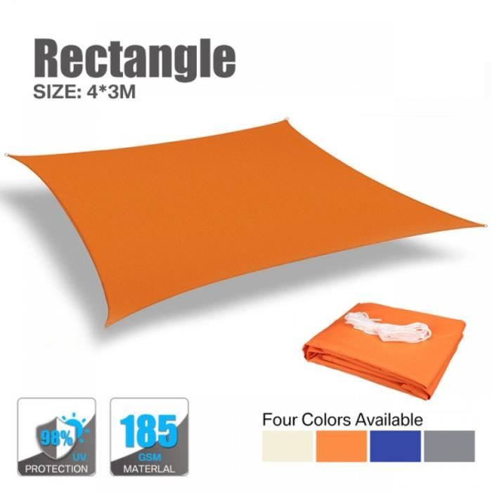 Voile dombrage - AUTREMENT - 4x3M - Orange - Tissu imperméable - Protection solaire