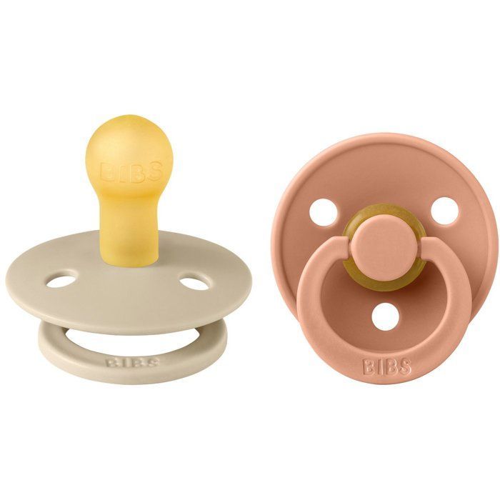 Sucette bébé - BIBS - Colour - Embout rond - Pack de 2 - Caoutchouc naturel - Taille 1 Vanilla Peach