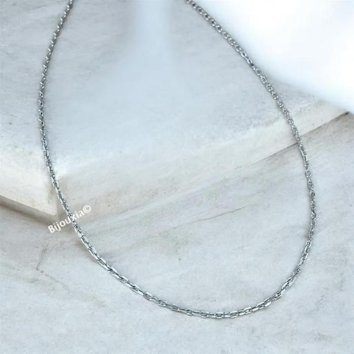 Chaîne 70cm Maille Forçat En Argent Massif 925/000 Rhodié Bijoux Mixte