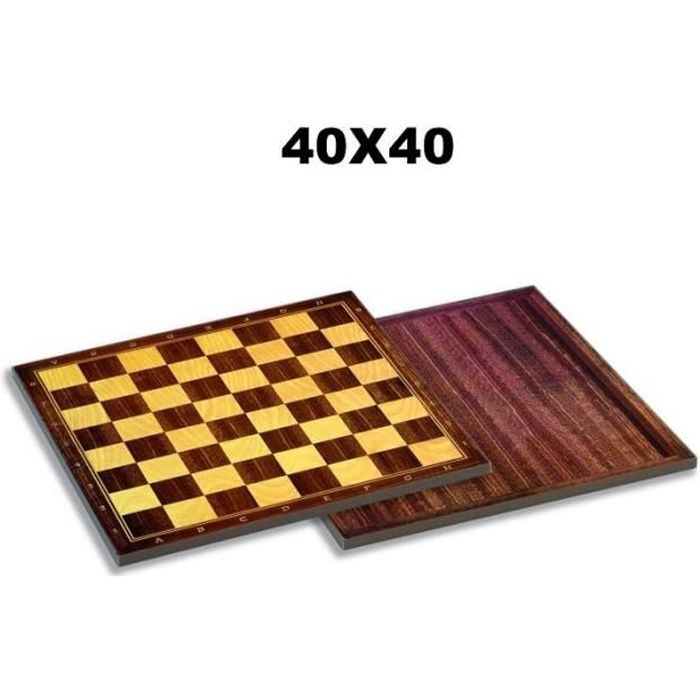 Échiquier en bois - CAYRO - 40 x 40 cm - Bois - Marron - Jeu déchecs - Plateau de jeu