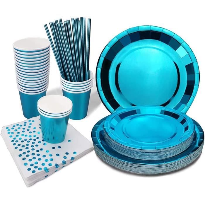 Assiette Jetable Rouge Service Vaisselle Fête 96 Pièces Rouge - Anniversaire Enfant 24 Personnes Set Vaisselle Jetable