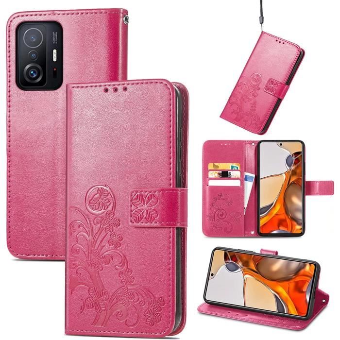 Vkooer Cover per Xiaomi 11T PRO/ 11T Custodia Libro Protettiva Caso Premium PU Pelle Flip Portafoglio Case con Kickstand Magnetica Chiusa Porta Carte per Xiaomi 11T PRO/ 11T, Oro Rosa