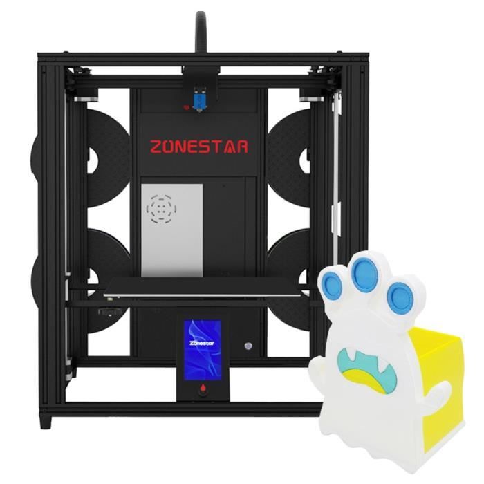 Imprimante 3D Zonestar Z9V5MK6 4 Extrudeuses - Mélange de Couleurs 4 en 1 - Nivellement Automatique - Carte Mère 32 Bits - Écran LCD