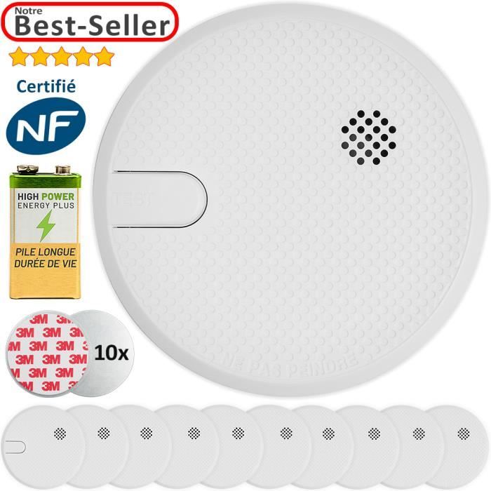10x Détecteurs de fumée avec piles et aimants Certifié NF Avertisseur sécurité Cdiscount Bricolage