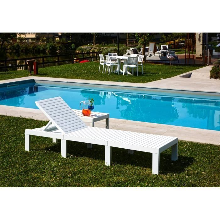 dmora - bains de soleil caserta, transat de jardin réglable, lit d'extérieur, 100% made in italy, 195x65h78 cm, blanc