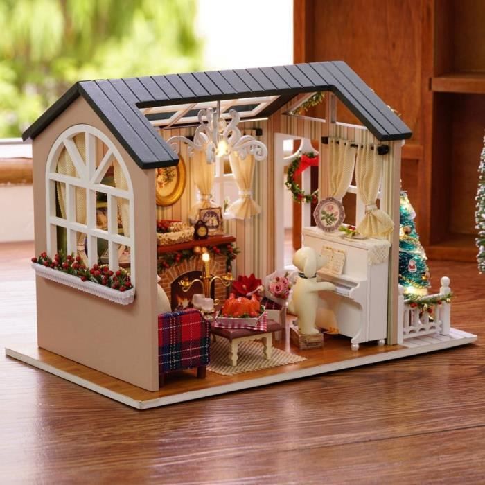 Maison de bricolage en bois, maison miniature cadeau de bricolage parfait,  maison de poupée miniature pour les amateurs de - Cdiscount Jeux - Jouets