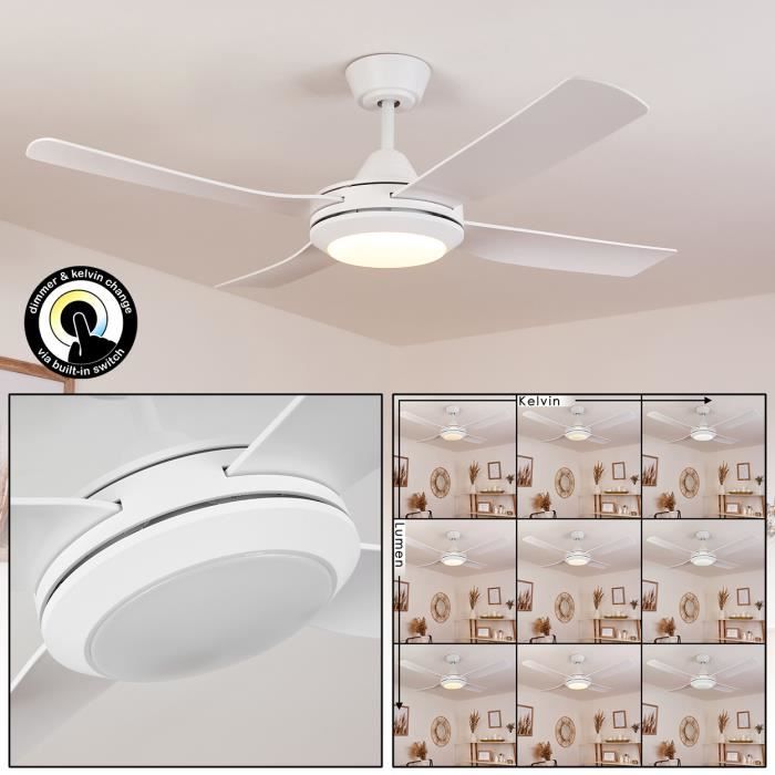 Ventilateur lumineux LED Tjerne blanc - Hofstein