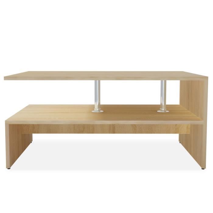 Table Basse Design Unique pour Salon - HOMGEEK - Chêne - Bois - Panneaux de particules - 90 x 59 x 42 cm