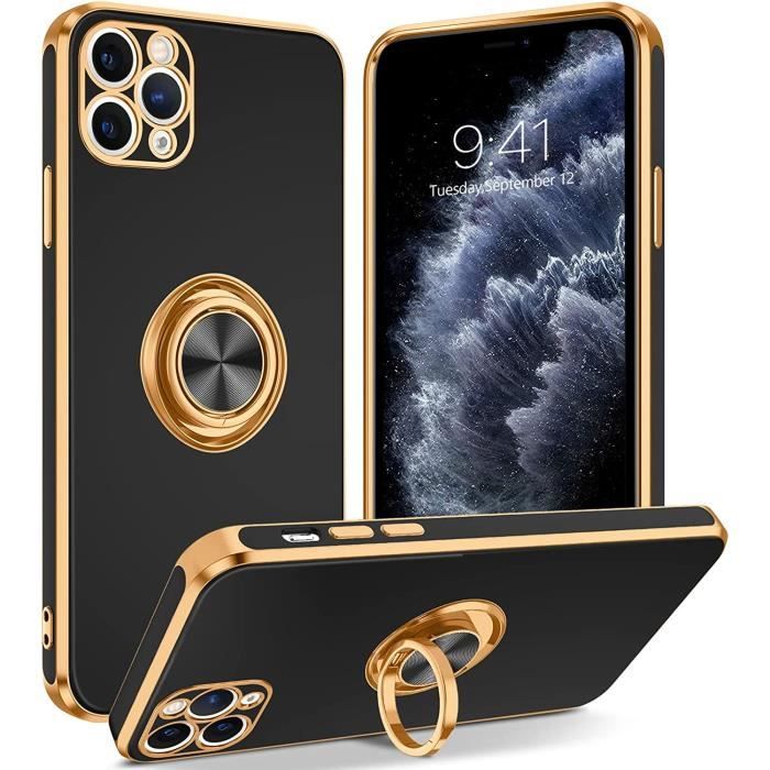 Coque iPhone 11 Normal GOLD Brillant Magnétique avec Ring & Protection de  Camera en TPU Violet –