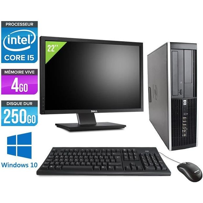 Pc de bureau HP 8200 - Core i5 - 4Go - Windows 10   Ecran 22'' - Prix ...
