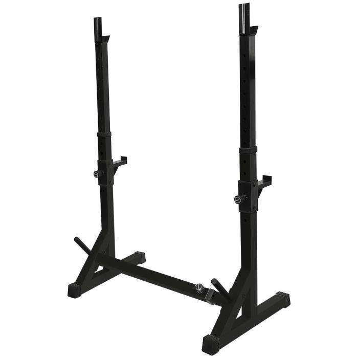 HOMCOM Support Haltères Squat Rack Réglable Hauteur - Gym Maison Acier Rouge Noir