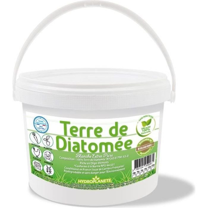 Seau 2 kg 500 g offert Terre de diatomée blanche extra pure Agro Sens 