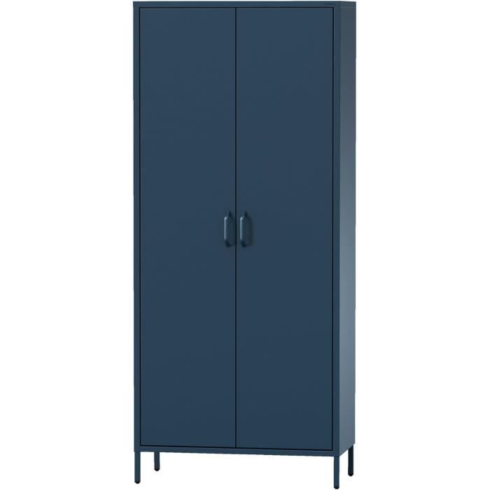 Jan Nowak Armoire Chambre Adulte Enfant en Métal 2 Portes - Flavio EtagèresTringles à Vêtements Armoire de Rangement Chambre