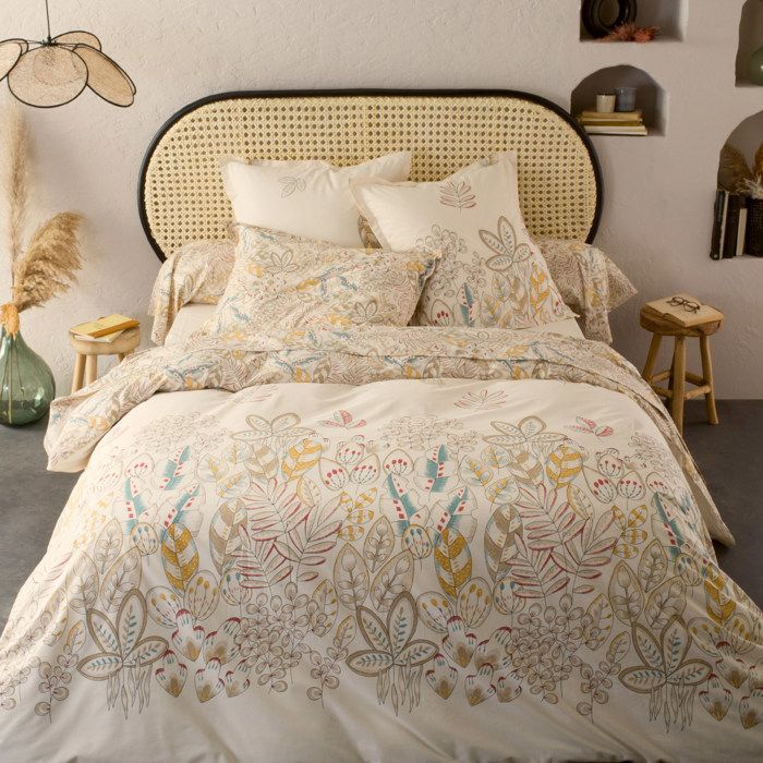 Parure De Lit 3 Pièces 200x200 Cm - 100% Coton - Gris/Bleu Clair - DILIOS