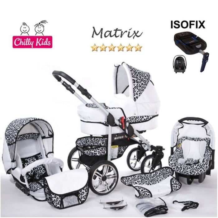 poussette leopard noir et blanc