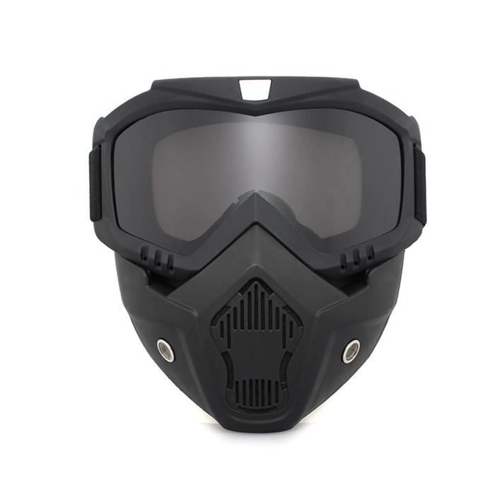 Lunettes de masque de moto, équipement de conduite tactique contre le vent, le sable et les chocs, verres gris clairs renforcés