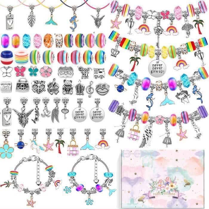 63 pièces Fabrication de Bracelet, Kits de Bijoux, Cadeau Fille Creation  Bijoux, kit Bracelet breloque Fille Adolescente - Cdiscount Jeux - Jouets