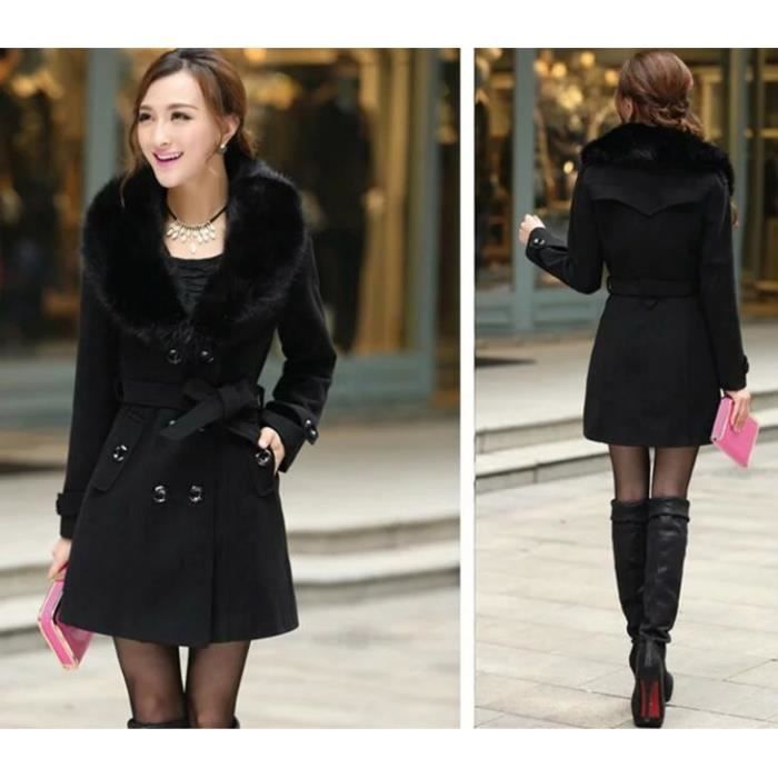 Manteau col hot sale fourrure femme