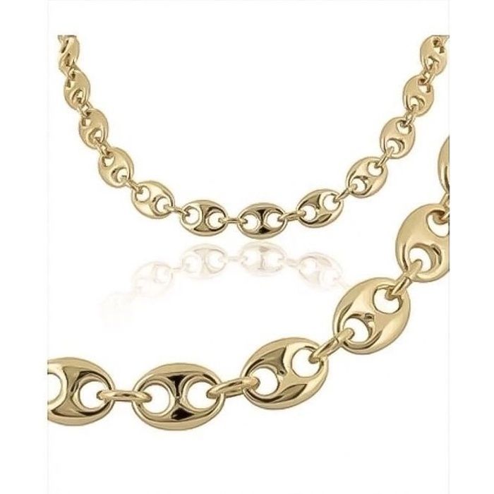 Chaîne ou Bracelet Maille Grain De Café 9MM Plaqué or 18 CARATS 750/1000  Bijoux Homme BIJOUXIA