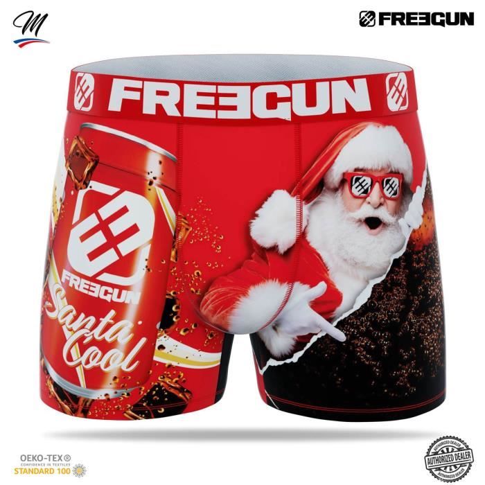 Boxer Homme FREEGUN Collection Noël - Idée Cadeau Fun, 92% Polyester, 8% élasthanne - 2