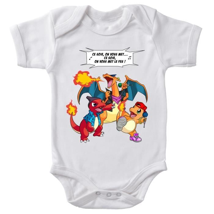 Body Bebe Sans Manches Noir Parodie Pokemon Salameche Dracaufeu Et Reptincel Une Ambiance De Feu Body Bebe De Qualite Noir Cdiscount Pret A Porter