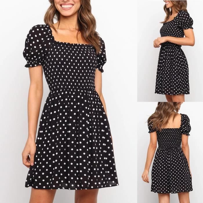 MisShow Robe Femme Vintage Imprimée à Pois Mi Longue Elégante MisShow Robe Femme Vintage Imprimée à Pois Mi Longue Elégante