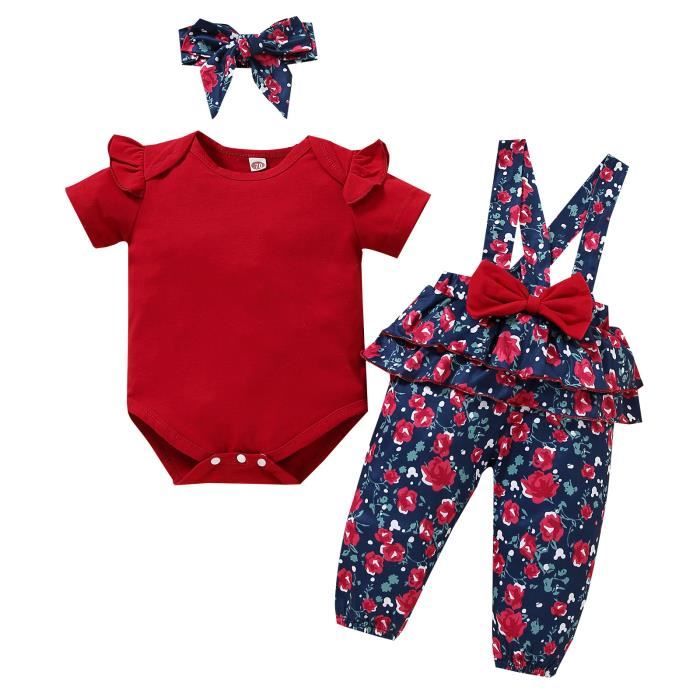Ou Costume Enfants Body Barboteuse Solide Ensemble De Pantalons A Bretelles Imprime Floral Rouge Rouge Cdiscount Pret A Porter