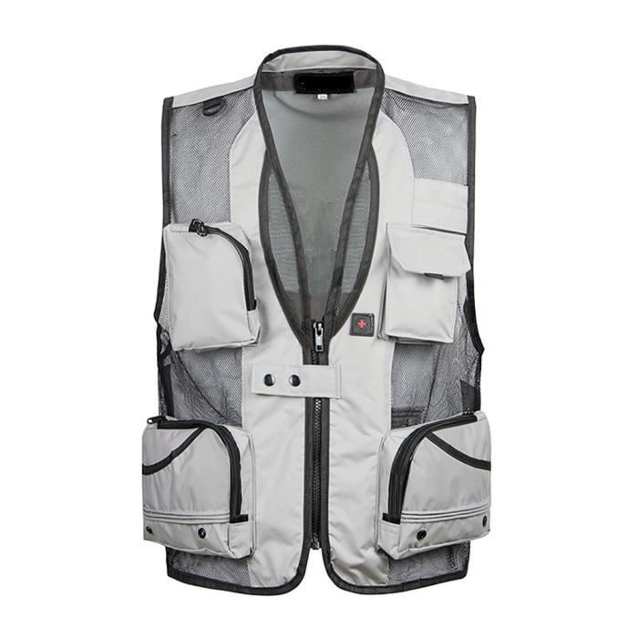 Été coton militaire tactique maille gilet hommes respirant poches gilet