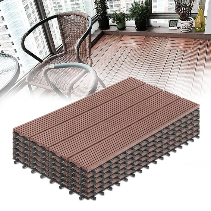 Dalles de Terrasse en WPC NAIZY Modèle B Marron 4 lattes