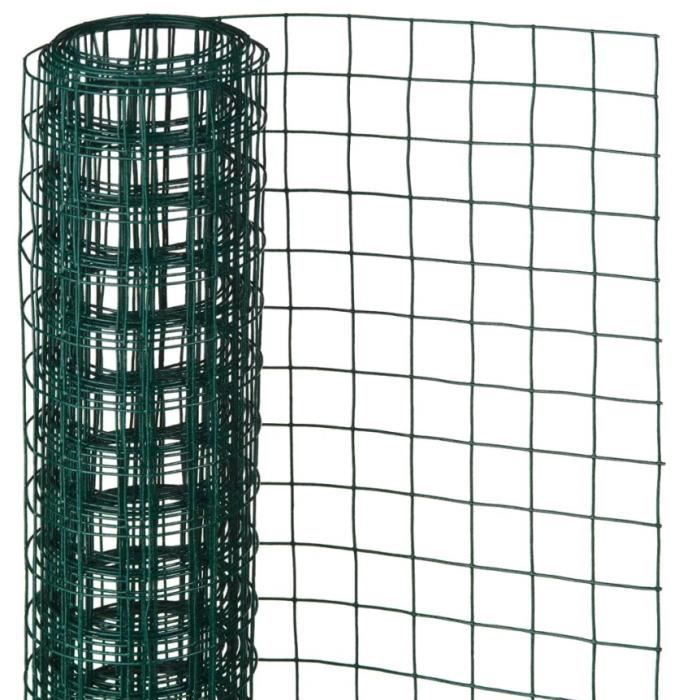 Maille carrée - NATURE - 0,5x5m - Acier galvanisé plastifié - Vert