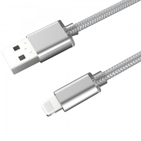 OuiSmart® Câble Rond Pour iPhone Argent Nylon 1m iPhone 5/6/7/8/X/XR/XS/11/12/13