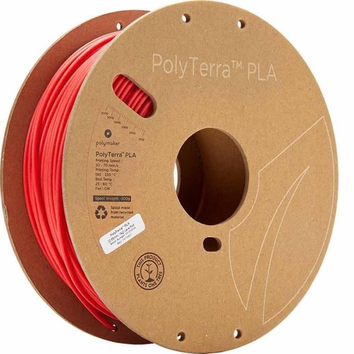 POLYMAKER - Filament PLA pour imprimante 3D - PolyTerra - 1.75mm - 1Kg - Rouge Lave