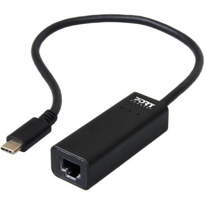 PORTDESIGNS Convertisseur USB Type C vers RJ-45 - Compatible Windows / Mac OS X / Linux - Câble 30cm
