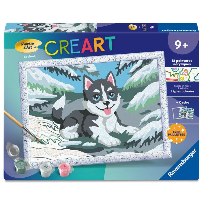 Kit De Peinture Par Numéros Ravensburger 12023226 – Huski Neige