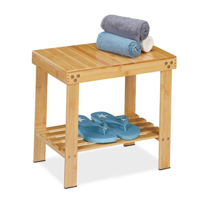 Tabouret de bain en bambou - 10046349-0