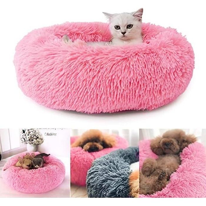 Coussin pour Chats et Petits Chiens de Taille Moyenne TAMOWA Panier Rond Chien Coussin Chat Panier Donut Panier Chien Lit pour Chat Chien Extra-Doux Confortable et Mignon Gris foncé 70cm 