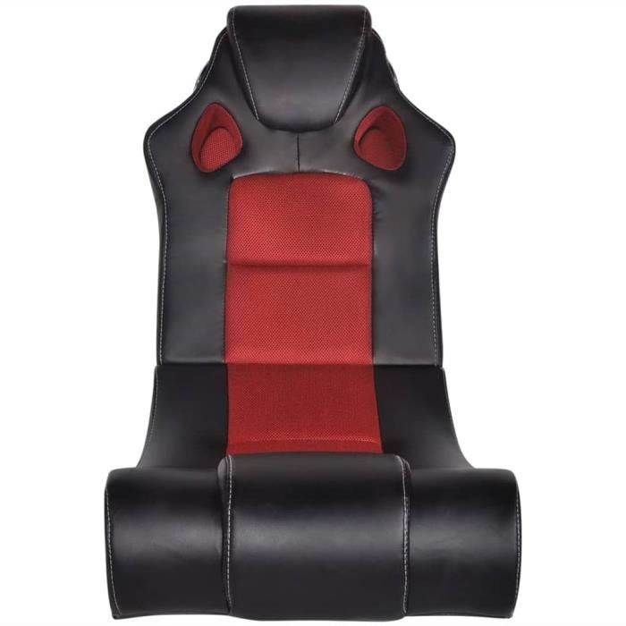 fauteuil à bascule à enceinte noir et rouge similicuir - salutuya - bd39209