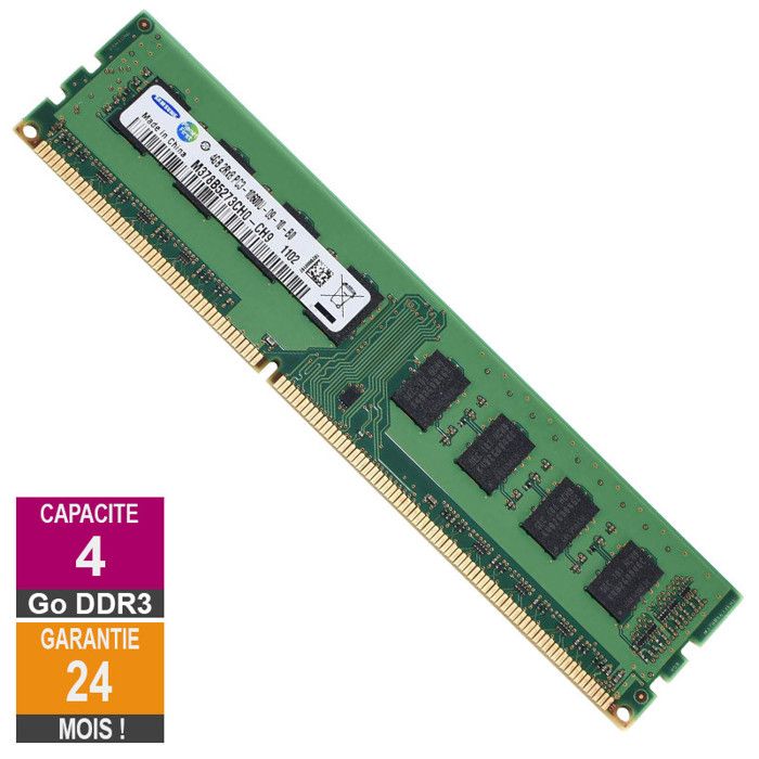 Barrette Mémoire 4Go RAM DDR3 Samsung M378B5273CH0 CH9 DIMM PC3