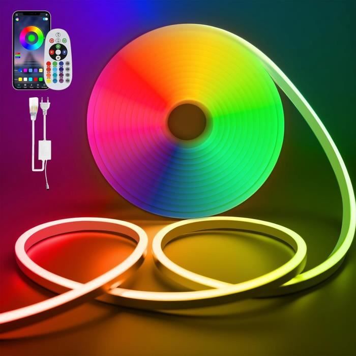 Ruban LED Néon RGB 16M IP65 - Contrôle APP Et Télécommande Pour Intérieur/Extérieur
