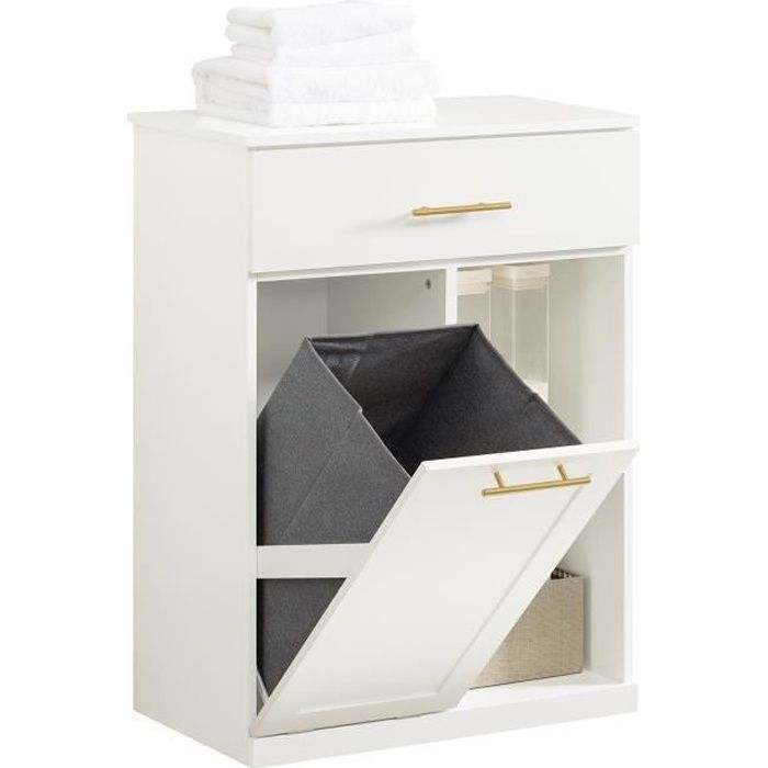 Meuble Salle de Bain SoBuy avec Panier à Linge Amovible Tiroir et 2 Étagères pour Rangement Meuble Compact Blanc 66x37x95 cm Meuble Salle de Bain SoBuy avec Panier à Linge Amovible Tiroir et 2 Étagères pour Rangement Meuble Compact Blanc 66x37x95 cm