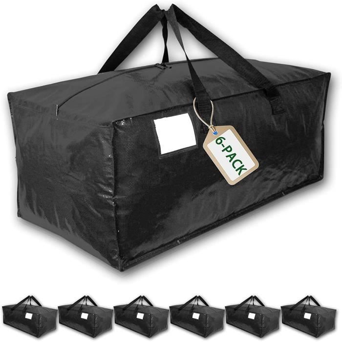 Lot De 6 Sacs De Déménagement Transparents HomeHacks - 93 L, Poignées Renforcées, Fermeture éclair 3 Côtés - Pour Rangement Et Transport