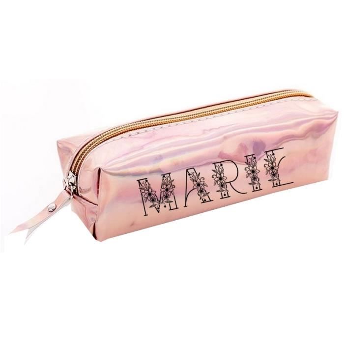 Trousse rose gold ecole crayon maquillage personnalisee prenom fleur Rose Cdiscount Bagagerie Maroquinerie