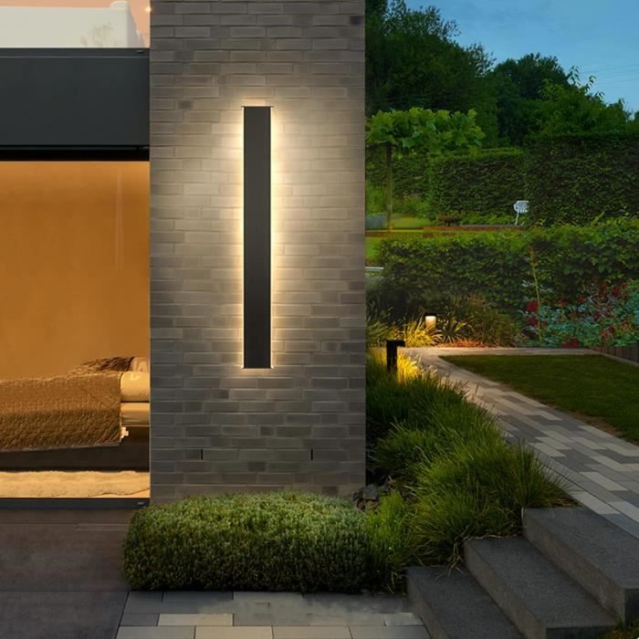 Kinamy Applique Murale Exterieur, Lampe Detecteur De Mouvement Interieur 8W, Applique Murale Chambre 3000K Blanc Chaud, Imperméable IP65, Balcon, Escaliers, Salon Disponible - Noir