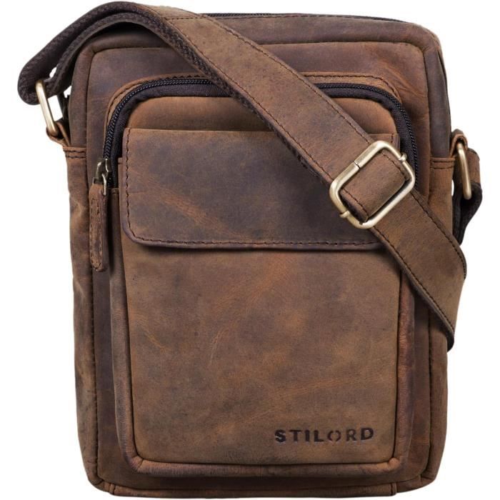 Sac Messager Bandoulière En Cuir De Vache Marron ZX-4 – Neuf Sans étiquettes
