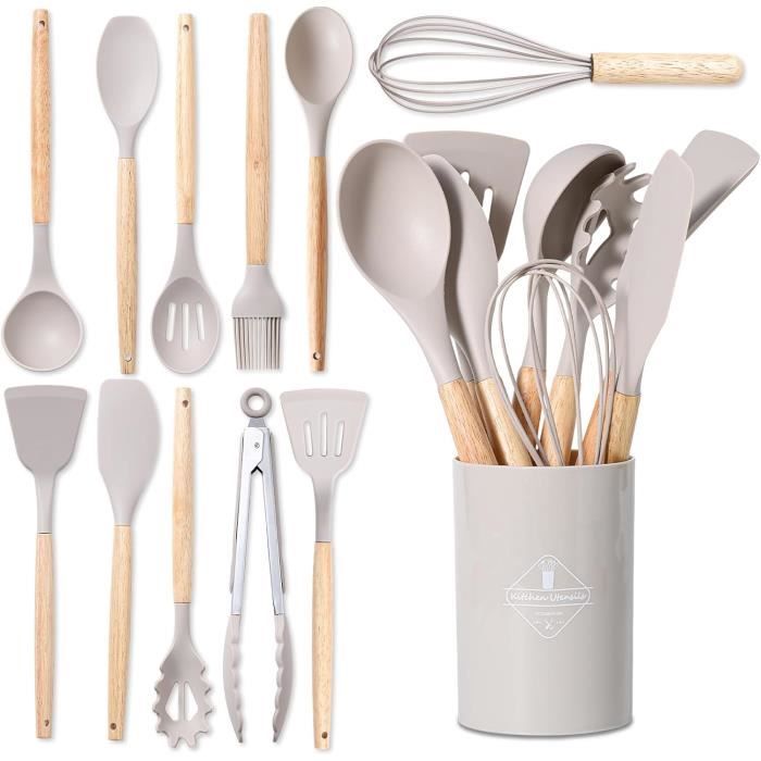 Ustensiles De Cuisine Silicone 12 Pièces, En Silicone Bon Et Poignées ...